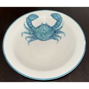 Blue Sealife Designed By Maxcera Raised 3-D Crab‎ Ceramic Serving Bowl 12.5”